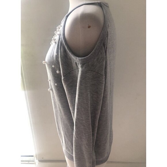 Unbranded Womens Embellished Cold Shoulder Gray Sweater Dress, Size M - Picture 4 of 6